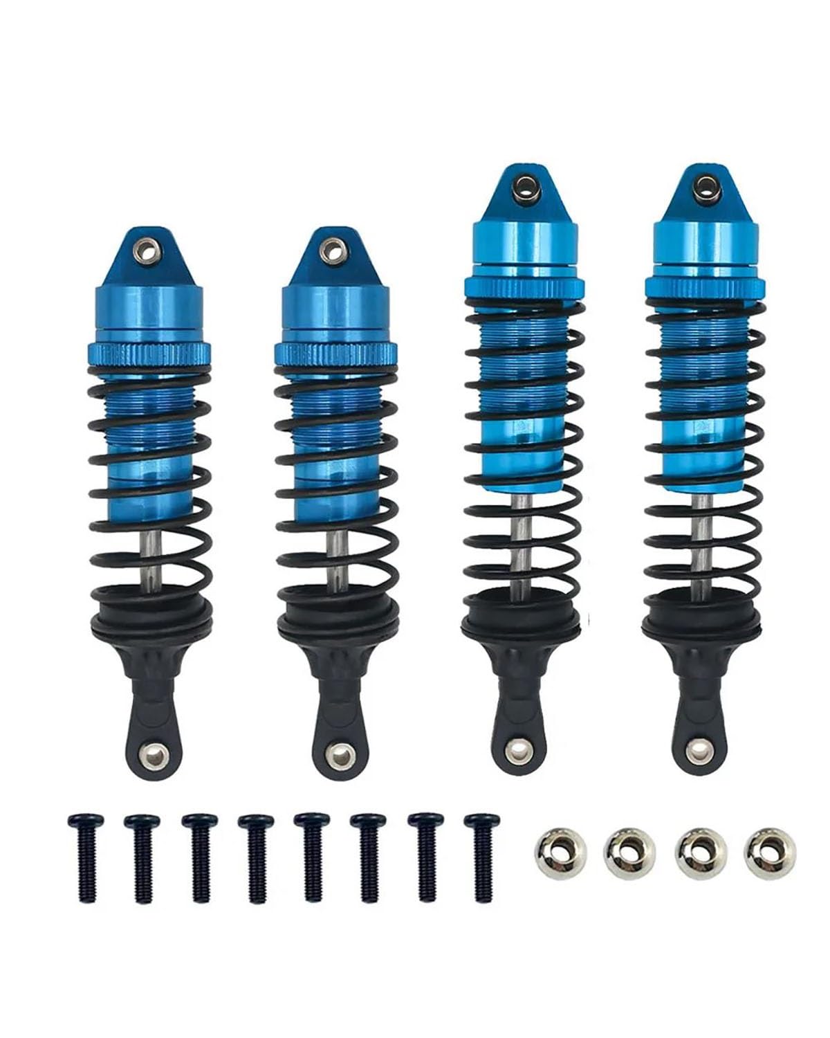 Federbein Aluminium Stoßdämpfer Vorne Und Hinten Montiert Für 1/10 Traxxas Slash 4 x 4 4WD 2WD Rustler VXL Stampede RC Auto Upgrade Teil Stoßdämpfer Dämpfer(Sky Blue) von MNNZHG