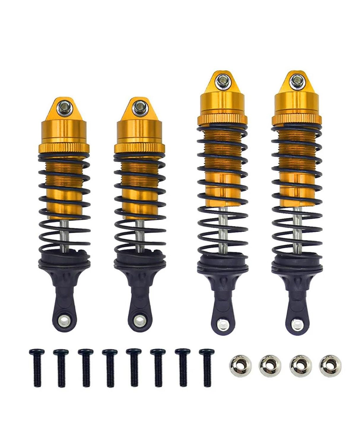 Federbein Aluminium Stoßdämpfer Vorne Und Hinten Montiert Für 1/10 Traxxas Slash 4 x 4 4WD 2WD Rustler VXL Stampede RC Auto Upgrade Teil Stoßdämpfer Dämpfer(Yellow) von MNNZHG