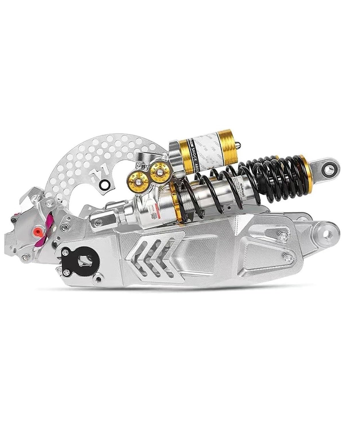 Federbein Für NIU N1S Ninebot E/N/M E-Motorrad Hinterradaufhängung Flachgabel Scheibenbremsen Set CNC Schwinge Stoßdämpfer Bremssattel/Scheibe Stoßdämpfer Dämpfer(Set Silver) von MNNZHG