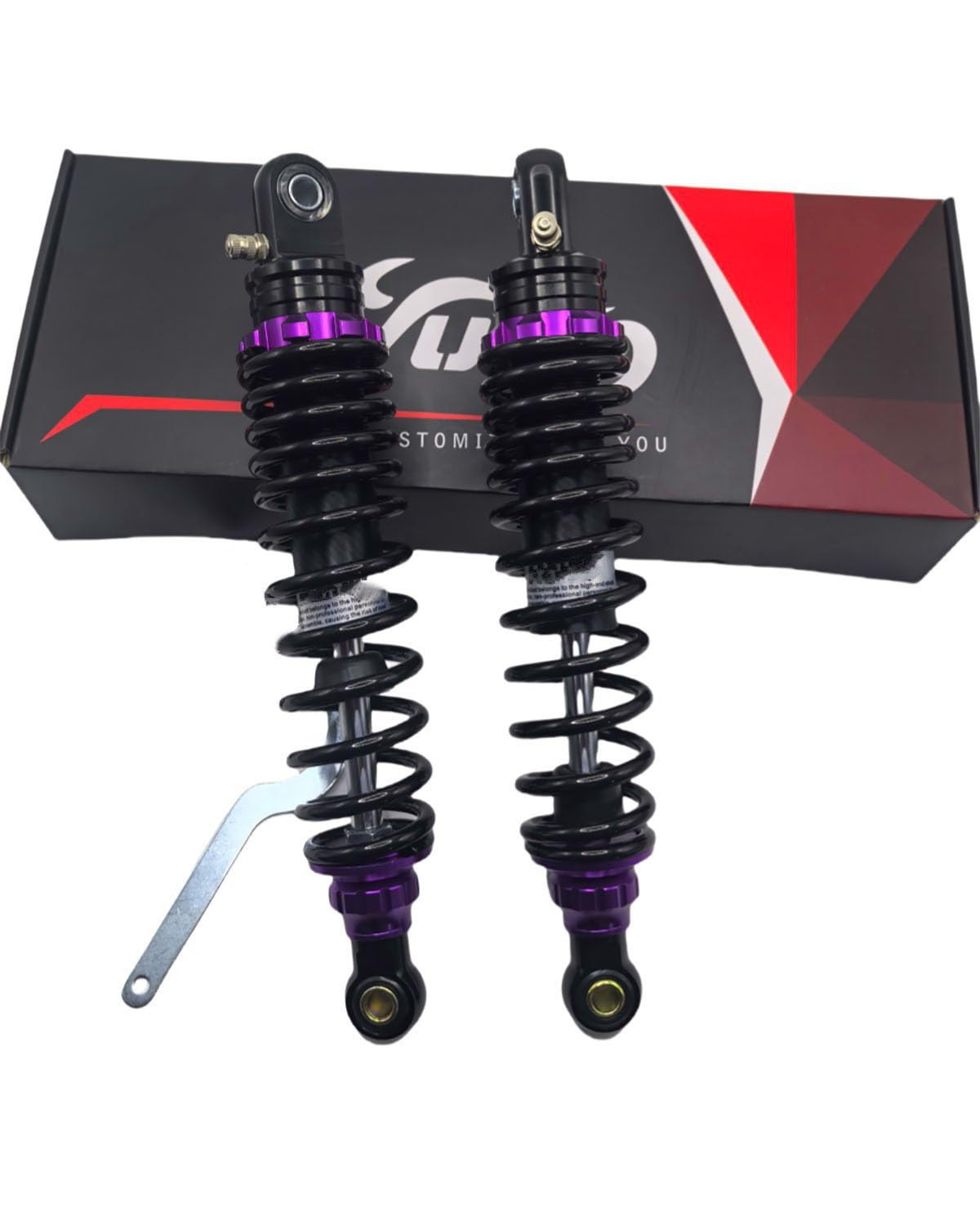 Federbein Für Yamaha Für Suzuki ATV Quad Off-Road 1 Paar 270mm Frühling Motorrad Stoßdämpfer Einstellen Hinten Suspension Stoßdämpfer Dämpfer(270mm Black Purple) von MNNZHG