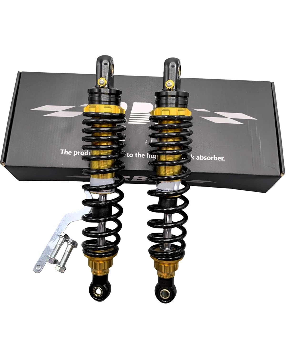 Federbein Für Yamaha Für Suzuki ATV Quad Off-Road 1 Paar 270mm Frühling Motorrad Stoßdämpfer Einstellen Hinten Suspension Stoßdämpfer Dämpfer(270mm Black golden) von MNNZHG