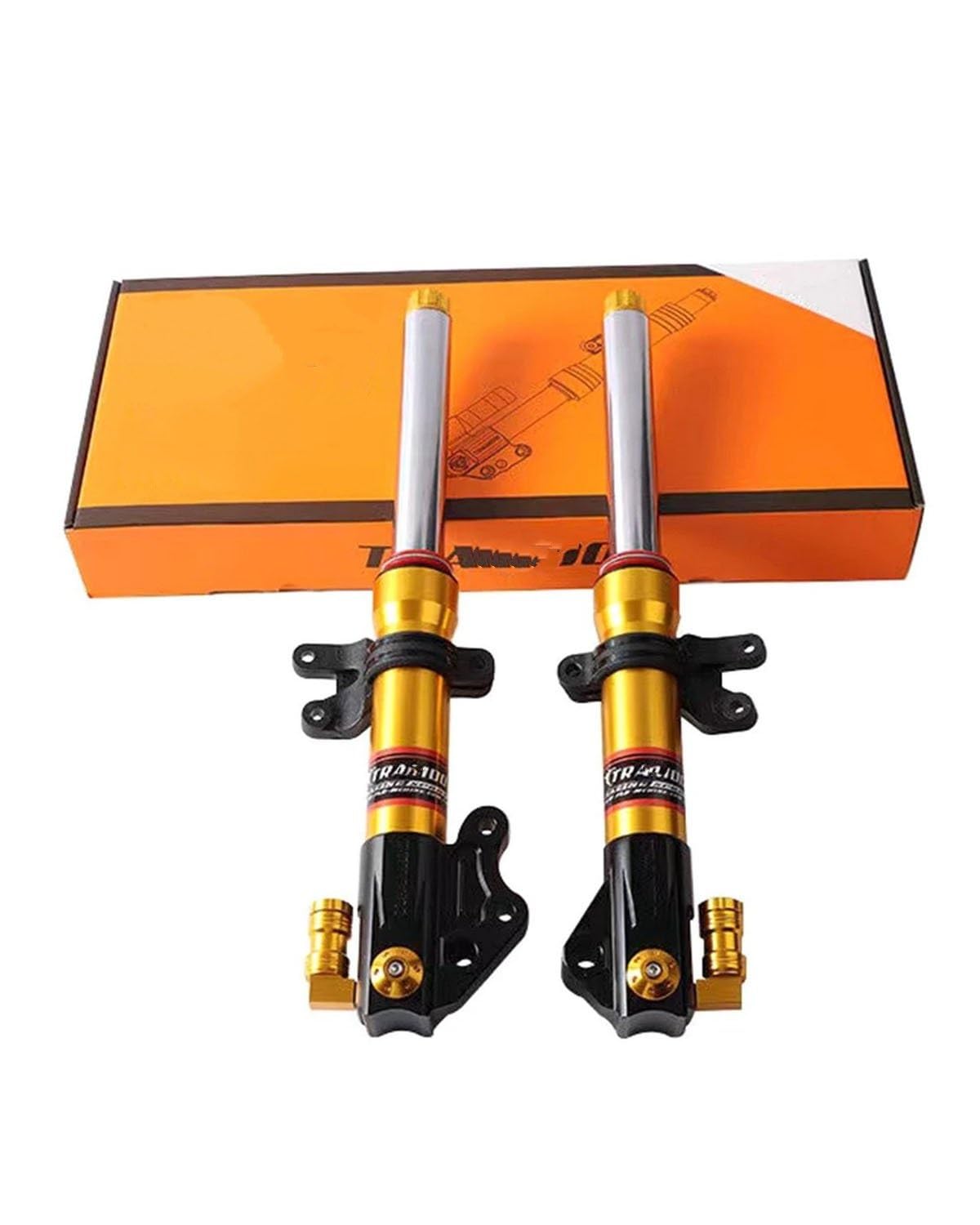 Federbein Universal 27 Core 370/400mm Für Yamaha Roller RSZ Jog Kraft NIU U + B Für M2 + 009 Ändern Motorrad Vorderradgabel Dämpfung Front Shock Stoßdämpfer Dämpfer(27-400mm Gold) von MNNZHG