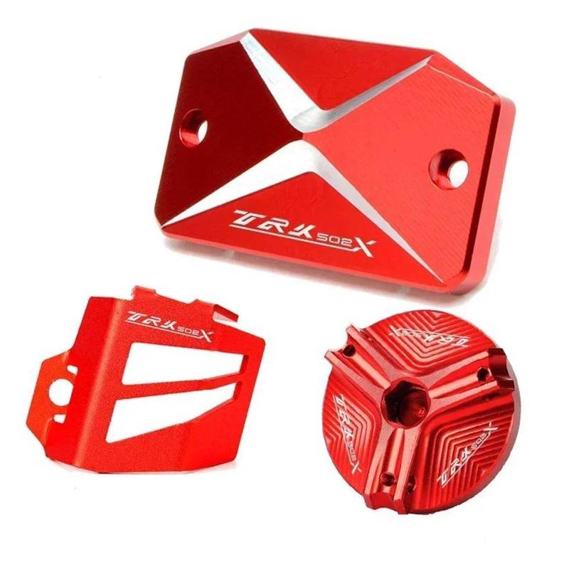 MOCALUX Für Benelli TRK 502 X TRK502 TRK502X 2023 Motorrad Vorne Hinten Bremsflüssigkeitsbehälter Schutzfolie Öleinfülldeckel(rot,1 Set) von MOCALUX