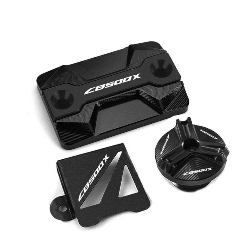 MOCALUX Für HON&DA CB 500X CB500 X 2021-2023 Motorrad Hinten Vorne Brems Flüssigkeit Reservoir Abdeckung Motoröl Einfülldeckel(Schwarz,3Pcs) von MOCALUX