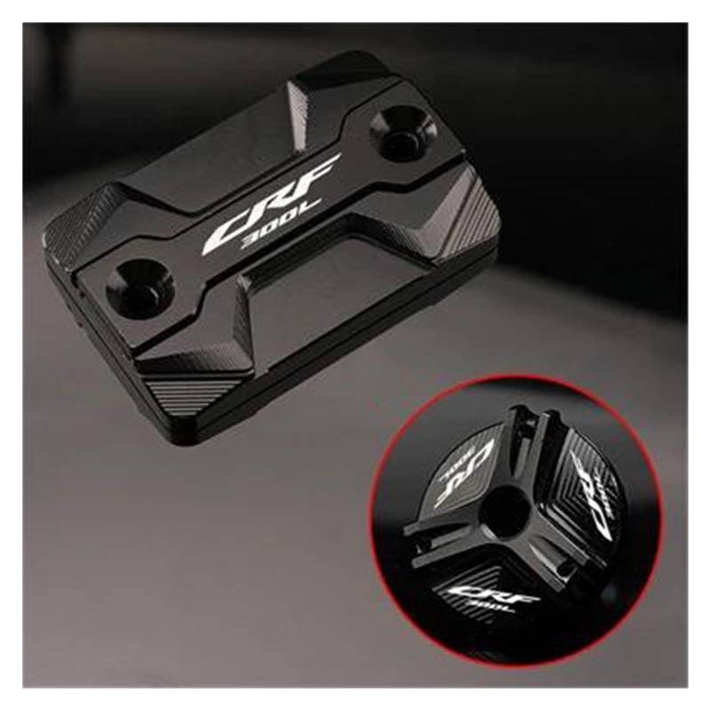 MOCALUX Für HON&DA CRF 300 L 300L Rally 2017-2024 Motorrad Vorderradbremsflüssigkeitsbehälter Abdeckung Motoröl Einfülldeckel(Schwarz,1 Set) von MOCALUX