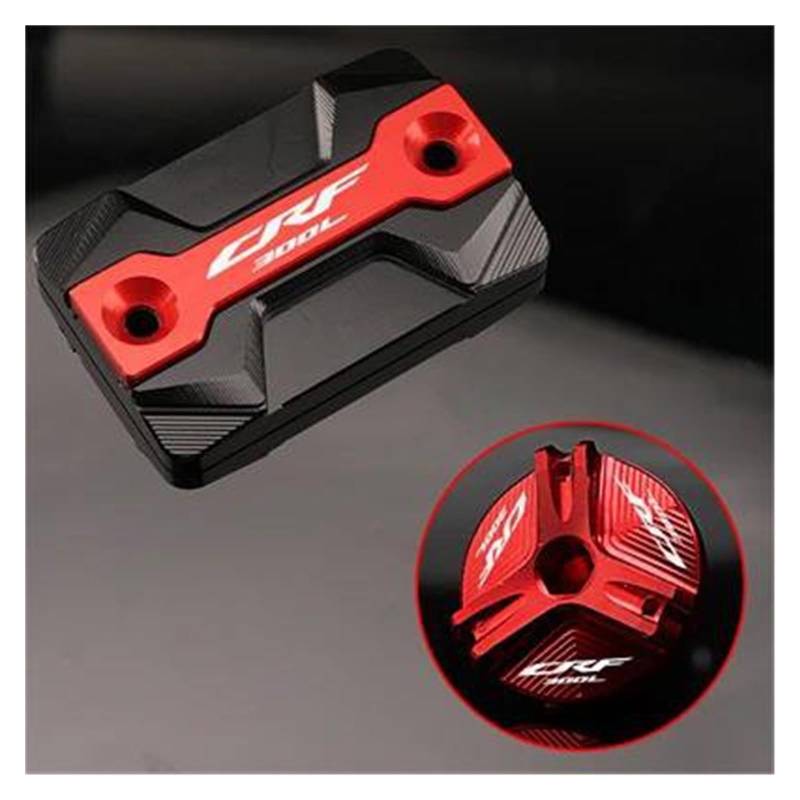 MOCALUX Für HON&DA CRF 300 L 300L Rally 2017-2024 Motorrad Vorderradbremsflüssigkeitsbehälter Abdeckung Motoröl Einfülldeckel(rot,1 Set) von MOCALUX