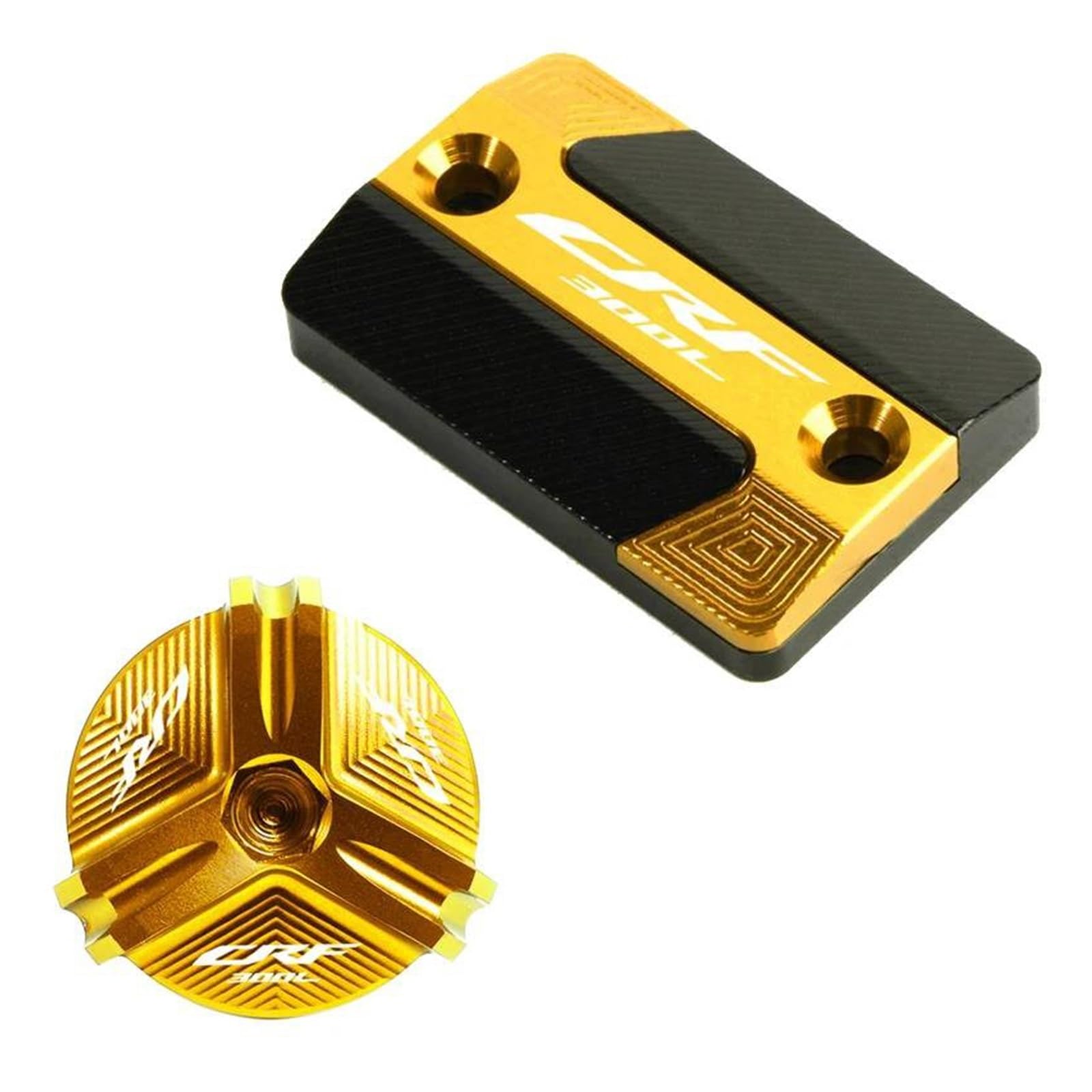 MOCALUX Für HON&DA CRF300L CRF 300 L CRF 300L 2021 2022 Motorrad Vorderradbremsflüssigkeitsbehälter Abdeckung & Motoröl Einfülldeckel(Gold,2 PCS) von MOCALUX