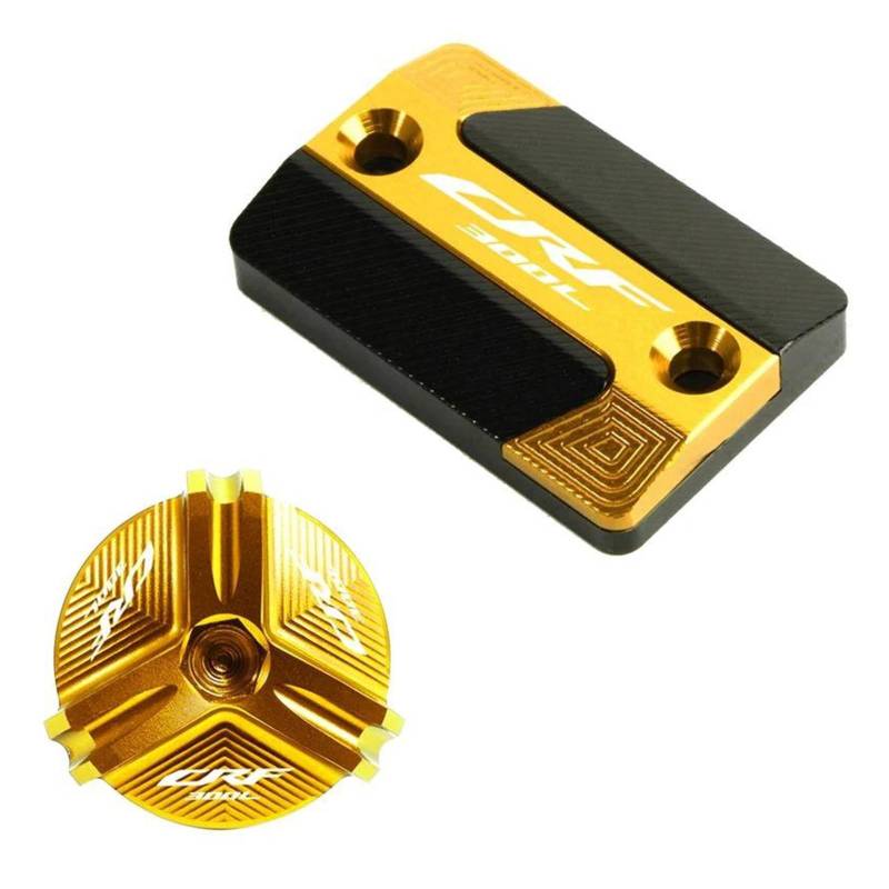 MOCALUX Für HON&DA CRF300L CRF 300 L CRF 300L 2021 2022 Motorrad Vorderradbremsflüssigkeitsbehälter Abdeckung & Motoröl Einfülldeckel(Gold,2 PCS) von MOCALUX