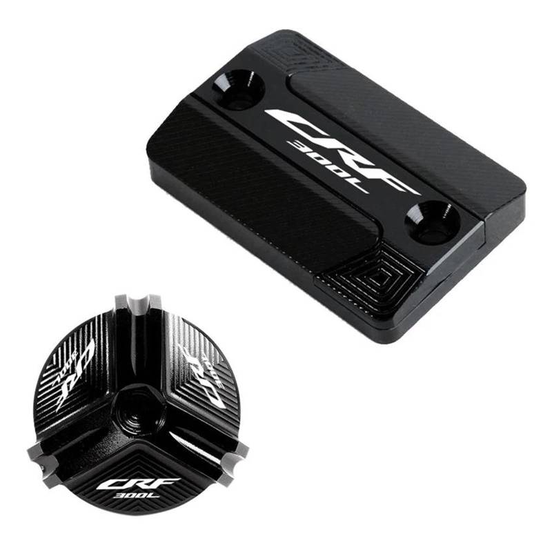 MOCALUX Für HON&DA CRF300L CRF 300 L CRF 300L 2021 2022 Motorrad Vorderradbremsflüssigkeitsbehälter Abdeckung & Motoröl Einfülldeckel(Schwarz,2 PCS) von MOCALUX