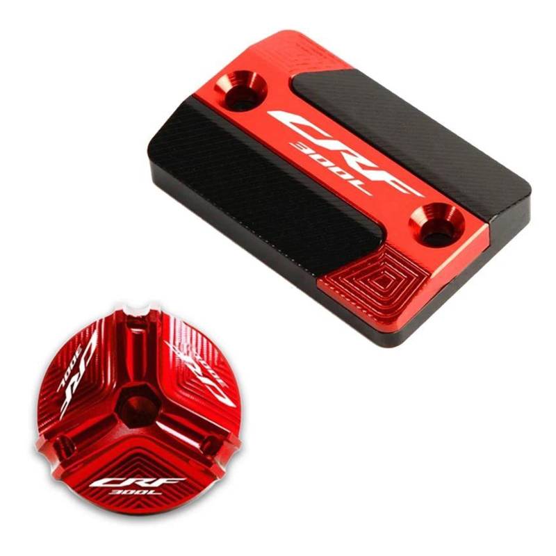 MOCALUX Für HON&DA CRF300L CRF 300 L CRF 300L 2021 2022 Motorrad Vorderradbremsflüssigkeitsbehälter Abdeckung & Motoröl Einfülldeckel(rot,2 PCS) von MOCALUX