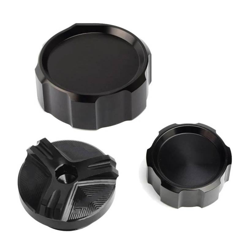MOCALUX Für KA&WASAKI ZX6R ZX-6R ZX636 Abdeckung des Bremsflüssigkeitsbehälters vorne und hinten und Motoröl-Einfülldeckel(Schwarz,1 Set) von MOCALUX
