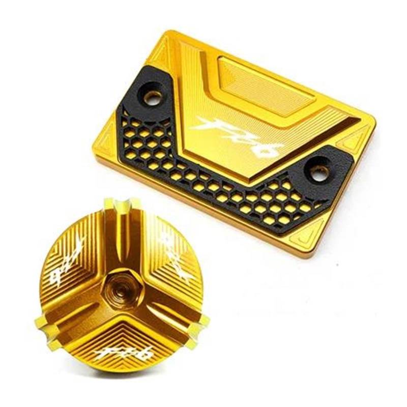 MOCALUX Für YA&MAHA FZ6 FZ-6 ZF6N FZ6R Ganzjährig Motorrad Motoröl Einfülldeckel Vorderradbremsflüssigkeitsbehälter Abdeckung(Gold,C) von MOCALUX