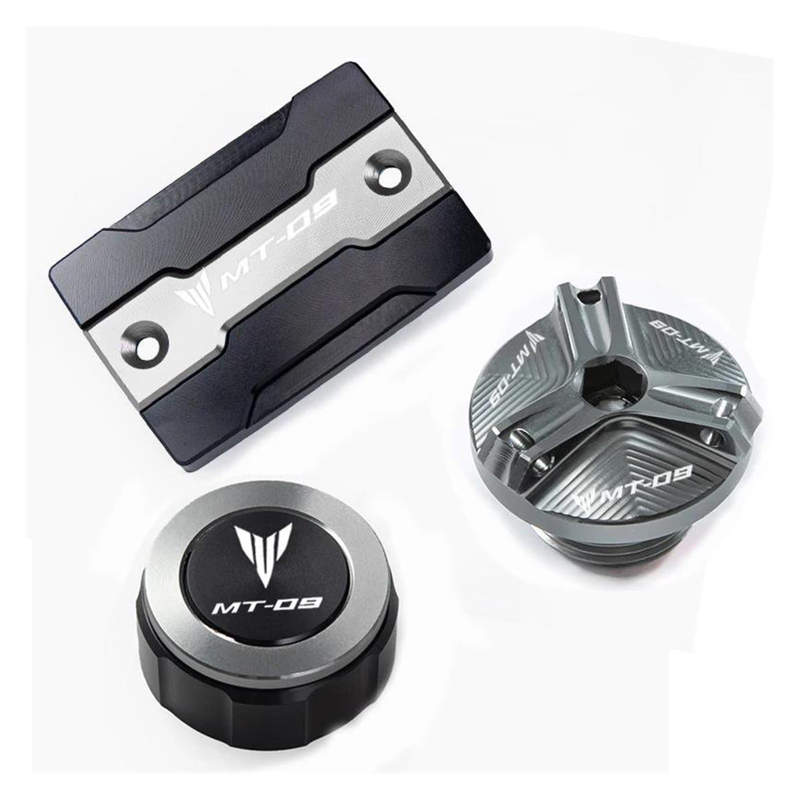 MOCALUX Für YA&MAHA MT09 mt 09 MT09 SP 2014–2022 Motorrad-Vorder- und Hinterradbremstankdeckel und Motoröl-Einfülldeckel(Gris,for MT09 1 Set) von MOCALUX