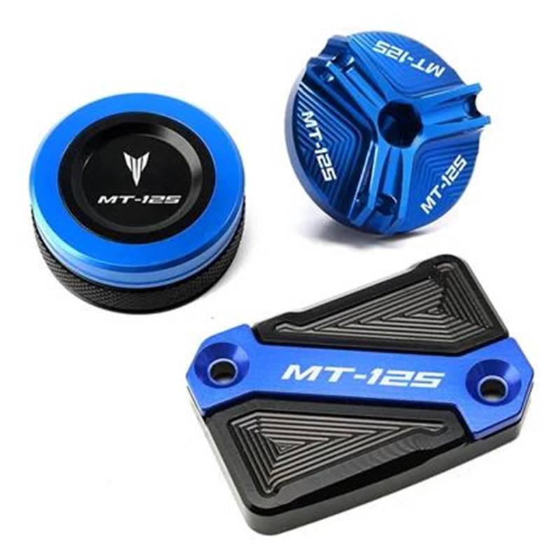 MOCALUX Für YA&MAHA MT125 MT-125 2008–2022 Motoröl-Einfülldeckel Motorrad vorne und hinten Bremsflüssigkeitsbehälter-Abdeckung(Blau,C) von MOCALUX