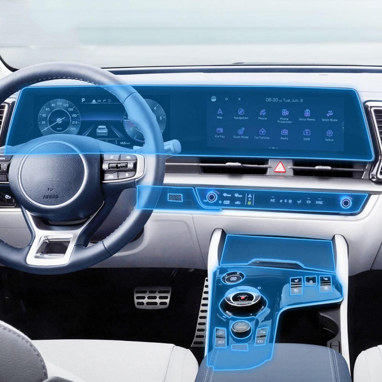MOCATT Auto-Navigation GPS-Bildschirm Innenraum Schutzfolie Mittelkonsole TPU transparente Folie Zubehör, für KIA Sportage NQ5 2022 2023 von MOCATT
