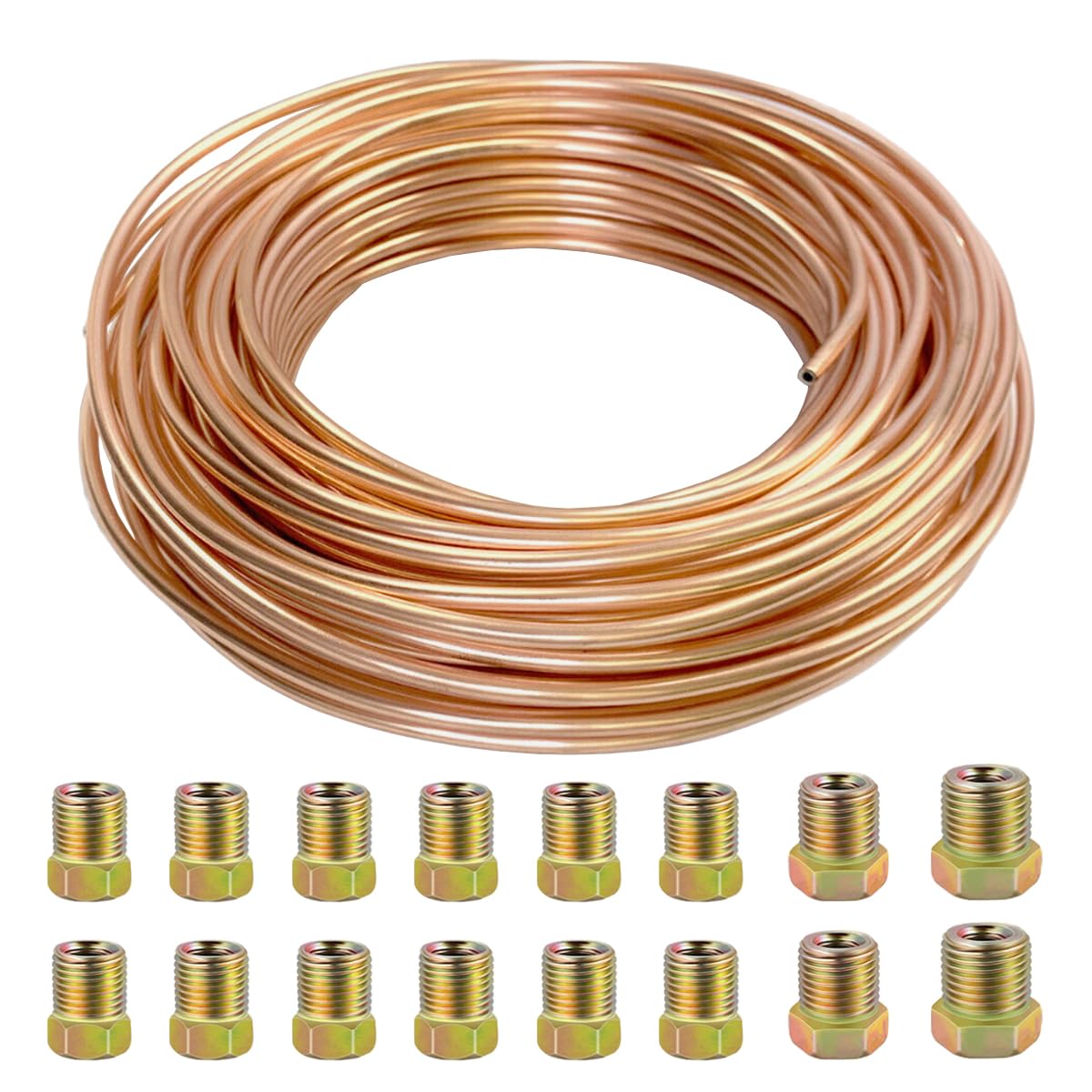 MOCNT 10m Auto Kupfer Bremsleitung 1/4" Zoll Bremsleitung mit Kupferbeschichtung 6,35mm Kupfer Bremsleitungs Schlauch Bremsrohr Auto Ersatz Bremsleitungssatz mit 16 Muttern MOCNT 10m Auto Kupfer Bremsleitung 1/4" Zoll Bremsleitung mit Kupferbeschichtung 6,35mm Kupfer Bremsleitungs Schlauch Bremsrohr Auto Ersatz Bremsleitungssatz mit 16 Muttern von MOCNT