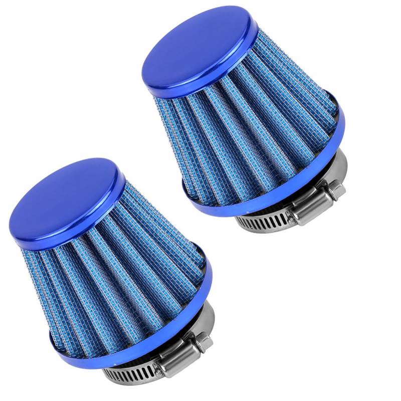 MOCNT 2 Stück Auto Luftfilter 47mm 48mm 49mm Motorrad Luftansaugfilter Turbo Entlüftungsfilter Kaltluftansaugfilter Öl Kurbelgehäuse Filter Kaltluftfilter Entlüftung Filter Blau von MOCNT