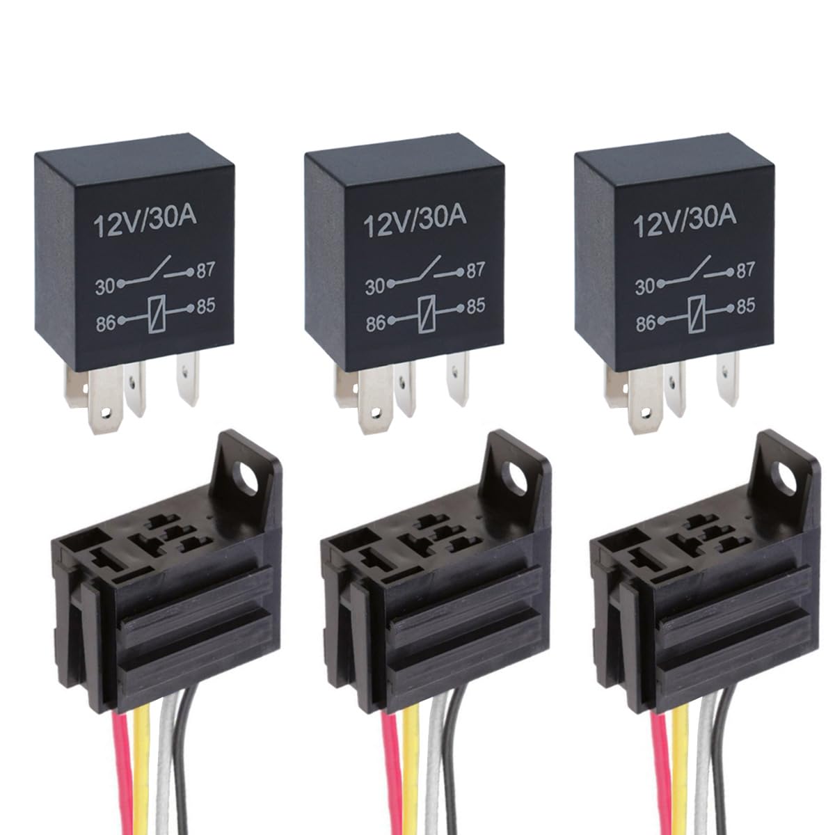 MOCNT 3 Stück 12V 30A Auto Relais mit Steckdose SPST 4-Polig KFZ Relais mit Draht Hochleistungs Autorelais 4 Pin Fahrzeug Motor Relais Öffner Relaisschalter EIN/Aus Relais MOCNT 3 Stück 12V 30A Auto Relais mit Steckdose SPST 4-Polig KFZ Relais mit Draht Hochleistungs Autorelais 4 Pin Fahrzeug Motor Relais Öffner Relaisschalter EIN/Aus Relais von MOCNT