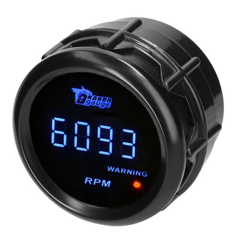 MOCNT Auto Drehzahlmesser 2" 52mm Tachoanzeige 0-9999RPM Geschwindigkeitsmesser Blau Licht Digitalanzeige Tachometer Messgerät Tacho Gauge Meter Motordrehzahl Rauch Len Universal von MOCNT