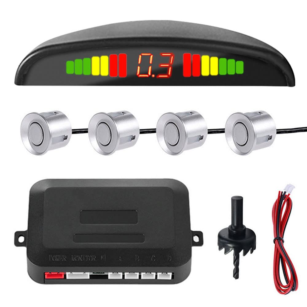 MOCNT Auto Einparkhilfe 4 Hinten Sensoren Rückfahrhilfe Kfz Rückfahrwarner Einparksystem Parksensoren Rückwärtsparkhilfe 12V LCD Display Buzzer Alarm Warnung Silber MOCNT Auto Einparkhilfe 4 Hinten Sensoren Rückfahrhilfe Kfz Rückfahrwarner Einparksystem Parksensoren Rückwärtsparkhilfe 12V LCD Display Buzzer Alarm Warnung Silber von MOCNT