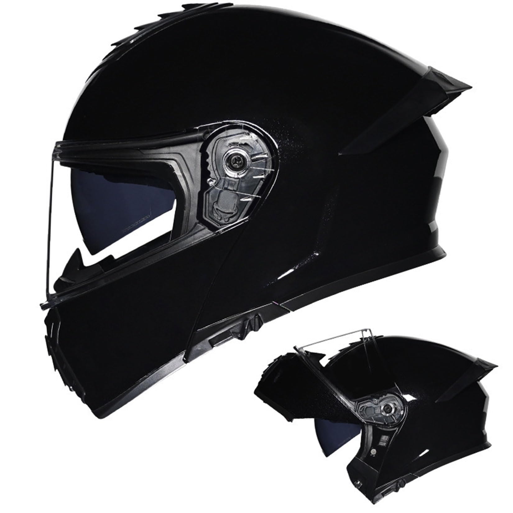 Integral Klapphelm Für Motorrad ECE Motocross Helme Mit Doppelvisier Unisex ErwachseneTeenager Street Dirt Bike Helm Für ATV Offroad Fahrten MX Rennen Quad Bike,Black-XL/59~60cm von MODRYER