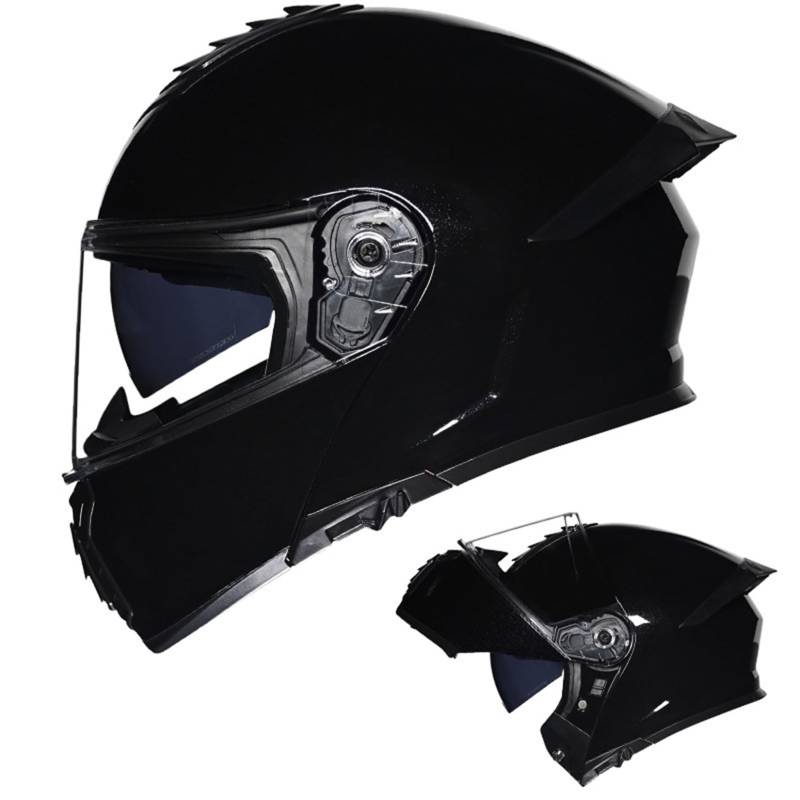 Integral Klapphelm Für Motorrad ECE Motocross Helme Mit Doppelvisier Unisex ErwachseneTeenager Street Dirt Bike Helm Für ATV Offroad Fahrten MX Rennen Quad Bike,Black-XL/59~60cm von MODRYER
