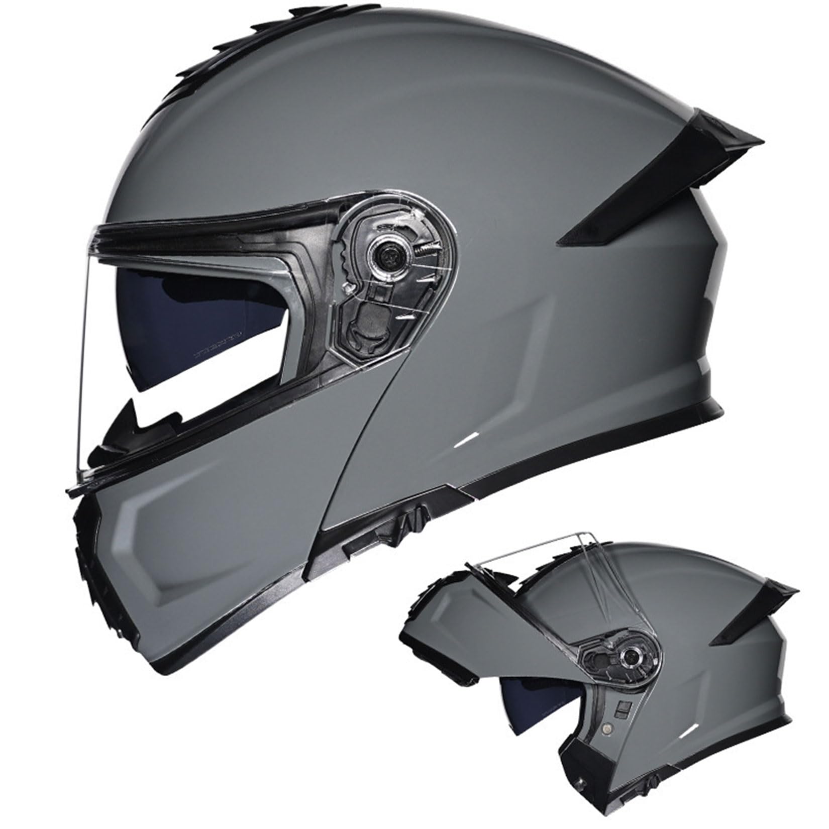 Integral Klapphelm Für Motorrad ECE Motocross Helme Mit Doppelvisier Unisex ErwachseneTeenager Street Dirt Bike Helm Für ATV Offroad Fahrten MX Rennen Quad Bike,Grey-M/55~56cm von MODRYER