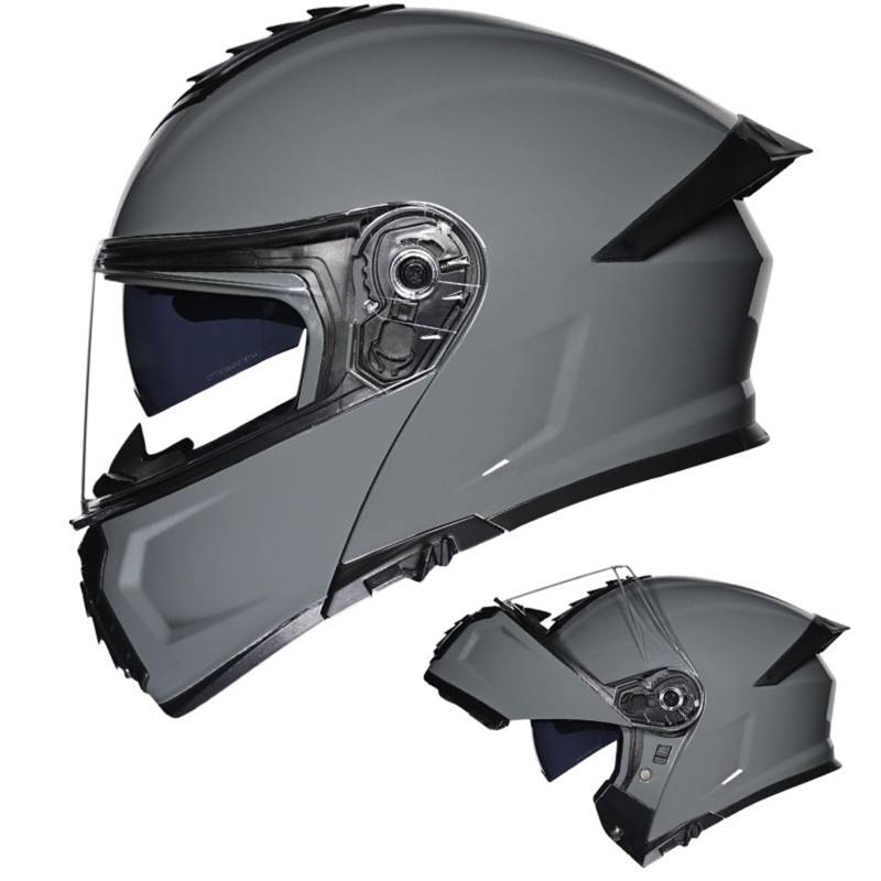 Integral Klapphelm Für Motorrad ECE Motocross Helme Mit Doppelvisier Unisex ErwachseneTeenager Street Dirt Bike Helm Für ATV Offroad Fahrten MX Rennen Quad Bike,Grey-XXL/61~62cm von MODRYER