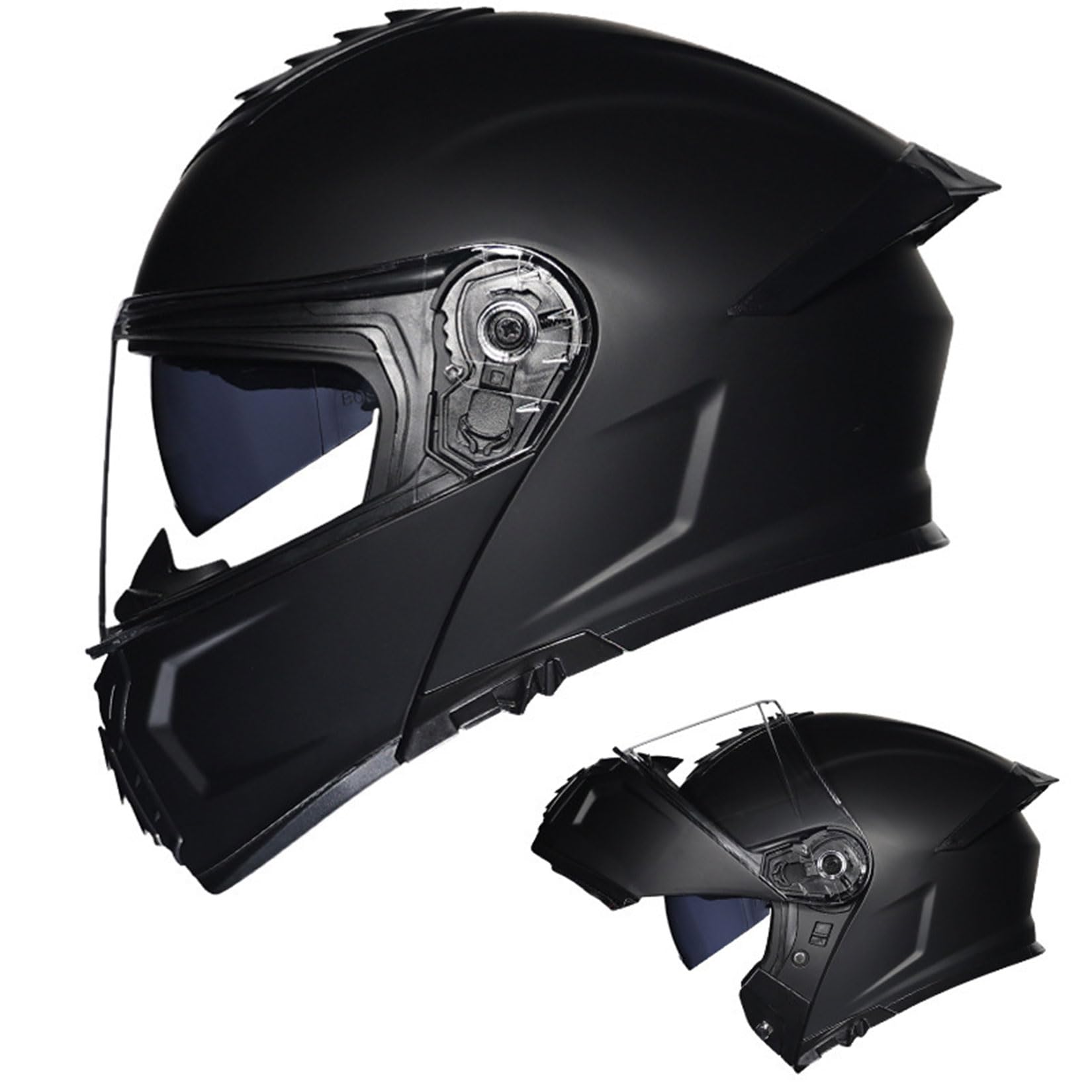 Integral Klapphelm Für Motorrad ECE Motocross Helme Mit Doppelvisier Unisex ErwachseneTeenager Street Dirt Bike Helm Für ATV Offroad Fahrten MX Rennen Quad Bike,Matte Black-XL/59~60cm von MODRYER