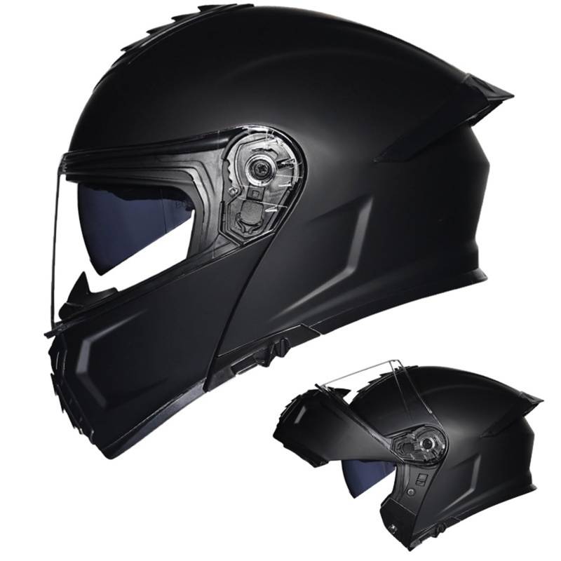 Integral Klapphelm Für Motorrad ECE Motocross Helme Mit Doppelvisier Unisex ErwachseneTeenager Street Dirt Bike Helm Für ATV Offroad Fahrten MX Rennen Quad Bike,Matte Black-XL/59~60cm von MODRYER