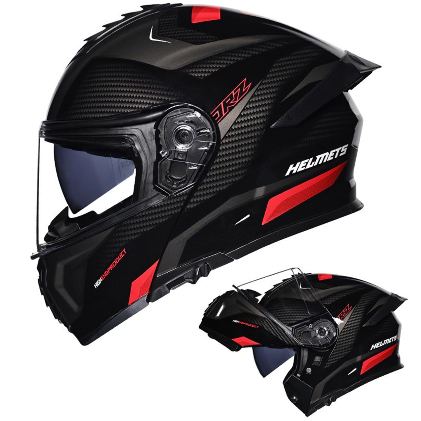Integral Klapphelm Für Motorrad ECE Motocross Helme Mit Doppelvisier Unisex ErwachseneTeenager Street Dirt Bike Helm Für ATV Offroad Fahrten MX Rennen Quad Bike,Red01-XXL/61~62cm von MODRYER