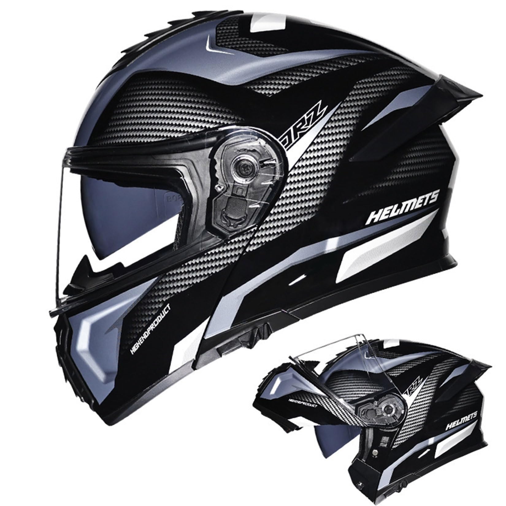 Integral Klapphelm Für Motorrad ECE Motocross Helme Mit Doppelvisier Unisex ErwachseneTeenager Street Dirt Bike Helm Für ATV Offroad Fahrten MX Rennen Quad Bike,Silver-XXL/61~62cm von MODRYER