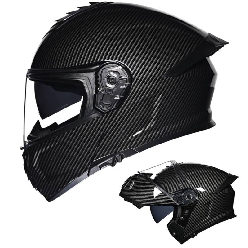 Integral Klapphelm Für Motorrad ECE Motocross Helme Mit Doppelvisier Unisex ErwachseneTeenager Street Dirt Bike Helm Für ATV Offroad Fahrten MX Rennen Quad Bike,Stripe-XL/59~60cm von MODRYER