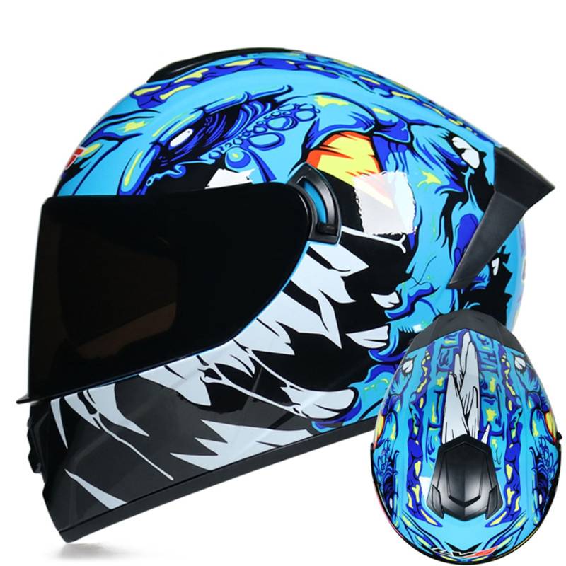 MODRYER Motocross-Helm Integralhelm Offroad-Motorradhelm Unisex Jugendliche Und Erwachsene Street Dirt Bike Helm ATV MTB BMX Scooter Crashhelme,Blue~D-M von MODRYER