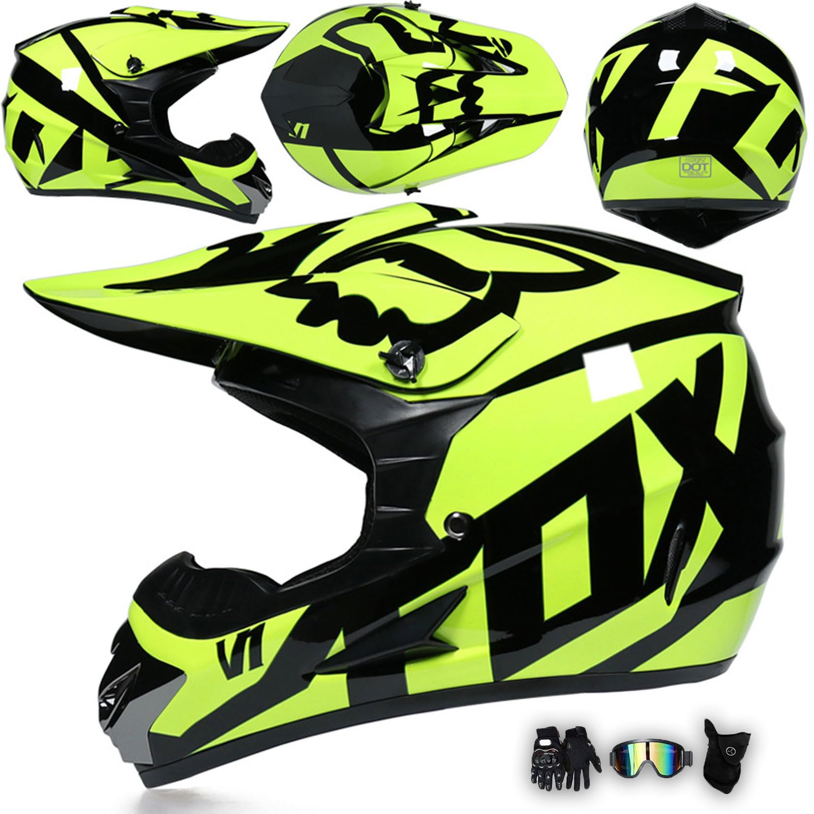 Motorradhelm Integralhelm Dirtbike-Helm Unisex Jugend Erwachsene ECE Motocross-Helm Für Extremes Offroad-Fahren, Mit Schutzbrille, Handschuhen Und Maske,Green-XXL Motorradhelm Integralhelm Dirtbike-Helm Unisex Jugend Erwachsene ECE Motocross-Helm Für Extremes Offroad-Fahren, Mit Schutzbrille, Handschuhen Und Maske,Green-XXL von MODRYER