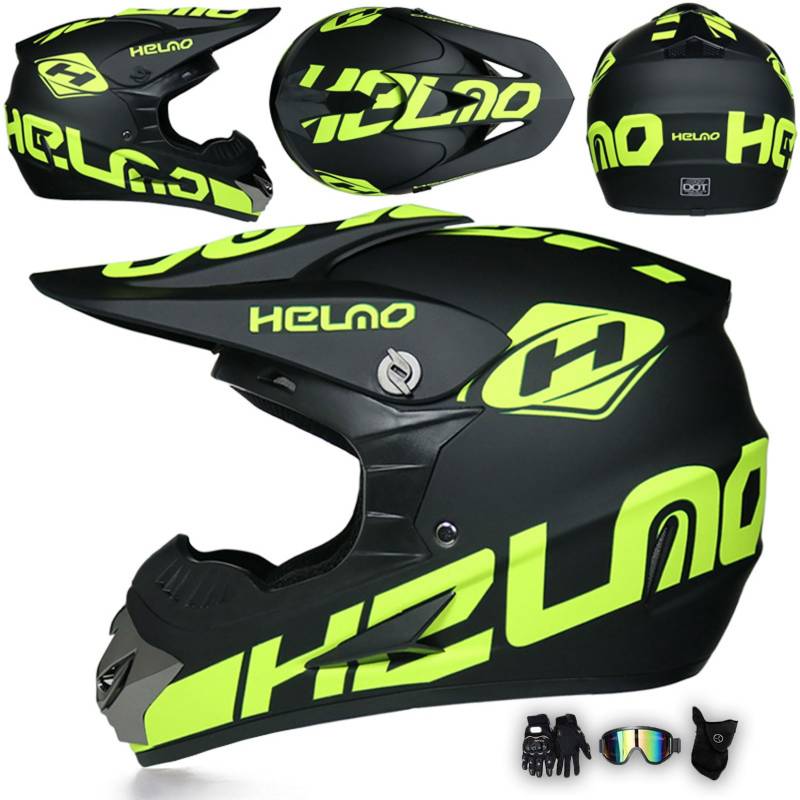 Motorradhelm Integralhelm Dirtbike-Helm Unisex Jugend Erwachsene ECE Motocross-Helm Für Extremes Offroad-Fahren, Mit Schutzbrille, Handschuhen Und Maske,K-S von MODRYER