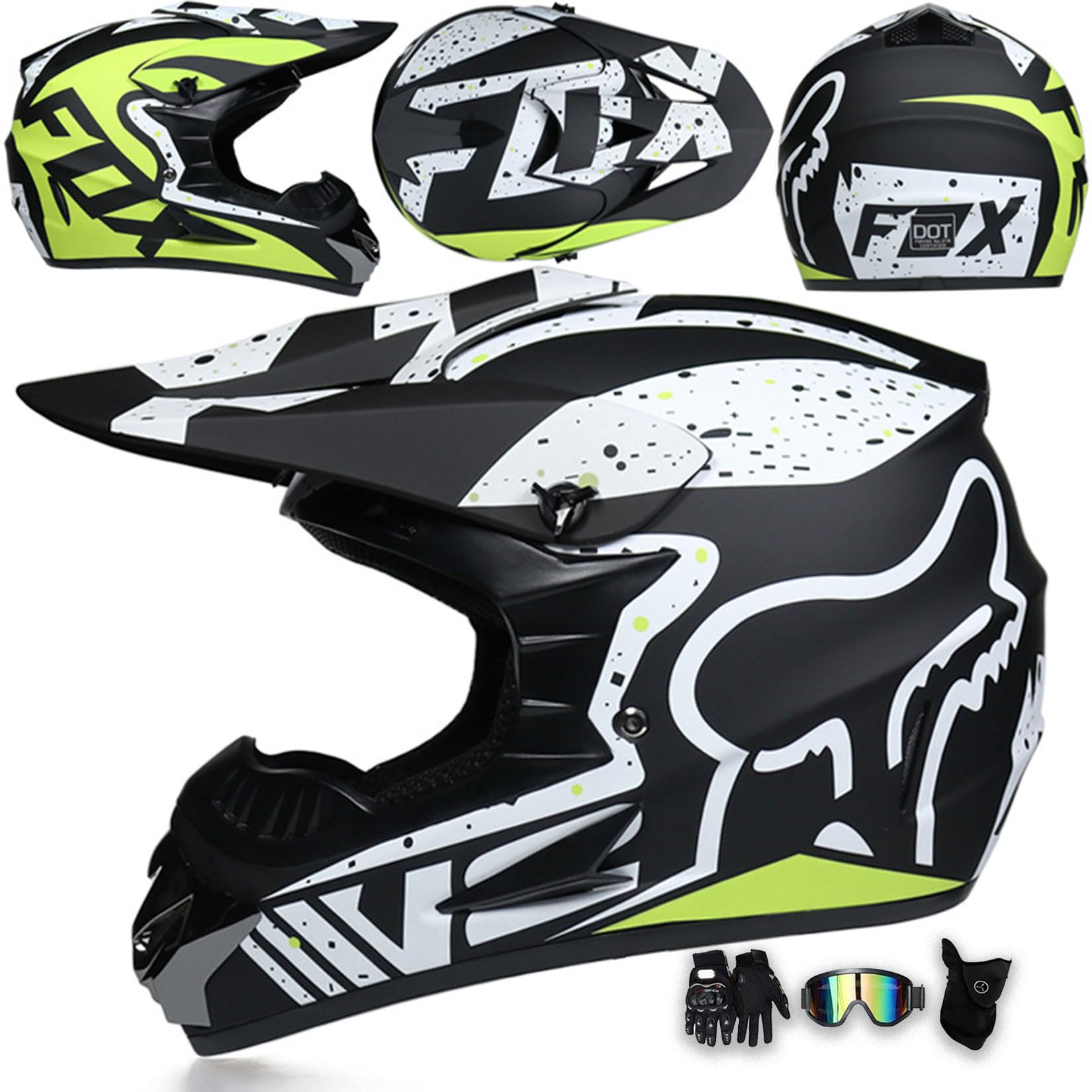 Motorradhelm Integralhelm Dirtbike-Helm Unisex Jugend Erwachsene ECE Motocross-Helm Für Extremes Offroad-Fahren, Mit Schutzbrille, Handschuhen Und Maske,O-L Motorradhelm Integralhelm Dirtbike-Helm Unisex Jugend Erwachsene ECE Motocross-Helm Für Extremes Offroad-Fahren, Mit Schutzbrille, Handschuhen Und Maske,O-L von MODRYER