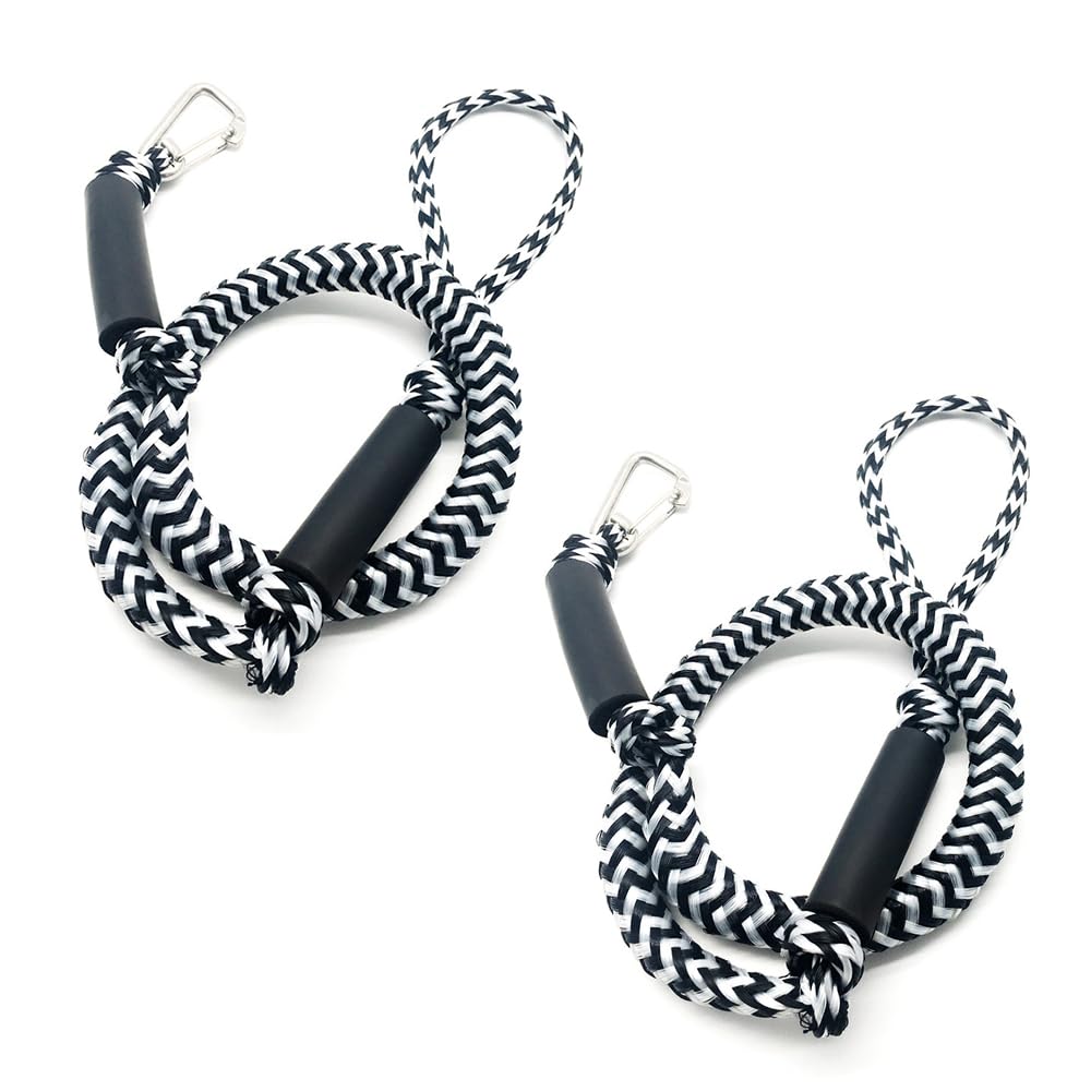 MOERAE 2 Stück Bungee Dock Line, Festmacher Seil für Boote, Bootsseile mit Edelstahlhaken, Boot Festmacherleinen Für Boot, Ponton, Kajak, Kanu, Motorboot (Weiß) von MOERAE