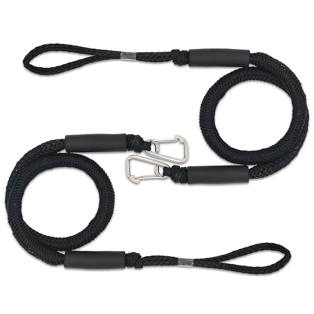 MOERAE 2 Stück Bungee Dock Line, Festmacher Seil für Boote Dock, Bootsseile mit Edelstahlhaken, Boot Festmacherleinen, für Boot, Ponton, Kajak, Kanu, Motorboot (Schwarz) MOERAE 2 Stück Bungee Dock Line, Festmacher Seil für Boote Dock, Bootsseile mit Edelstahlhaken, Boot Festmacherleinen, für Boot, Ponton, Kajak, Kanu, Motorboot (Schwarz) von MOERAE