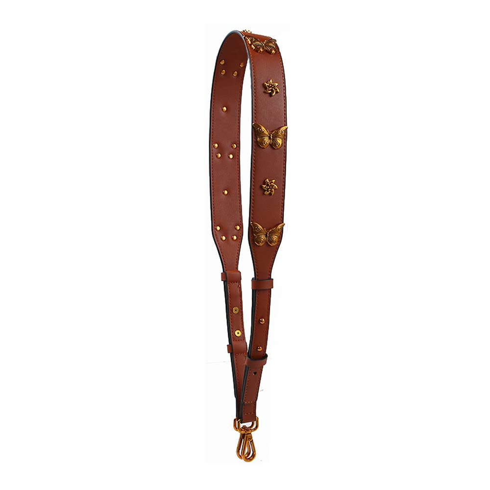 Leder Geldbörse Gurt Gepäckgurte für Umhängetasche Geldbörse Riemen Ersatz Umhängewagen Vintage Gold Schmetterling Nieten Braun Leder Geldbörse Gurt Gepäckgurte für Umhängetasche Geldbörse Riemen Ersatz Umhängewagen Vintage Gold Schmetterling Nieten Braun von MOISTRI