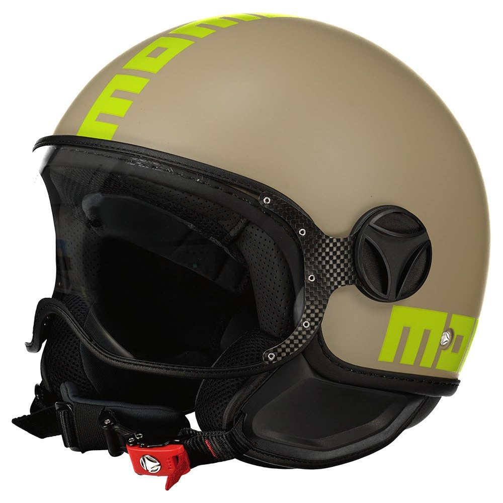 MOMODESIGN - FGTR CLASSIC E2206, Jet-Helm, offener Helm für Motorräder und Motorroller, für Männer und Frauen, Matt Sand/Lime, S MOMODESIGN - FGTR CLASSIC E2206, Jet-Helm, offener Helm für Motorräder und Motorroller, für Männer und Frauen, Matt Sand/Lime, S von MOMO Design