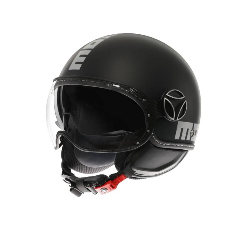 MOMODESIGN - FGTR EVO E2206, Jet-Helm mit Sonnenblende, offener Helm für Motorräder und Motorroller, für Männer und Frauen, Matt Black/Silver, XL von MOMO Design