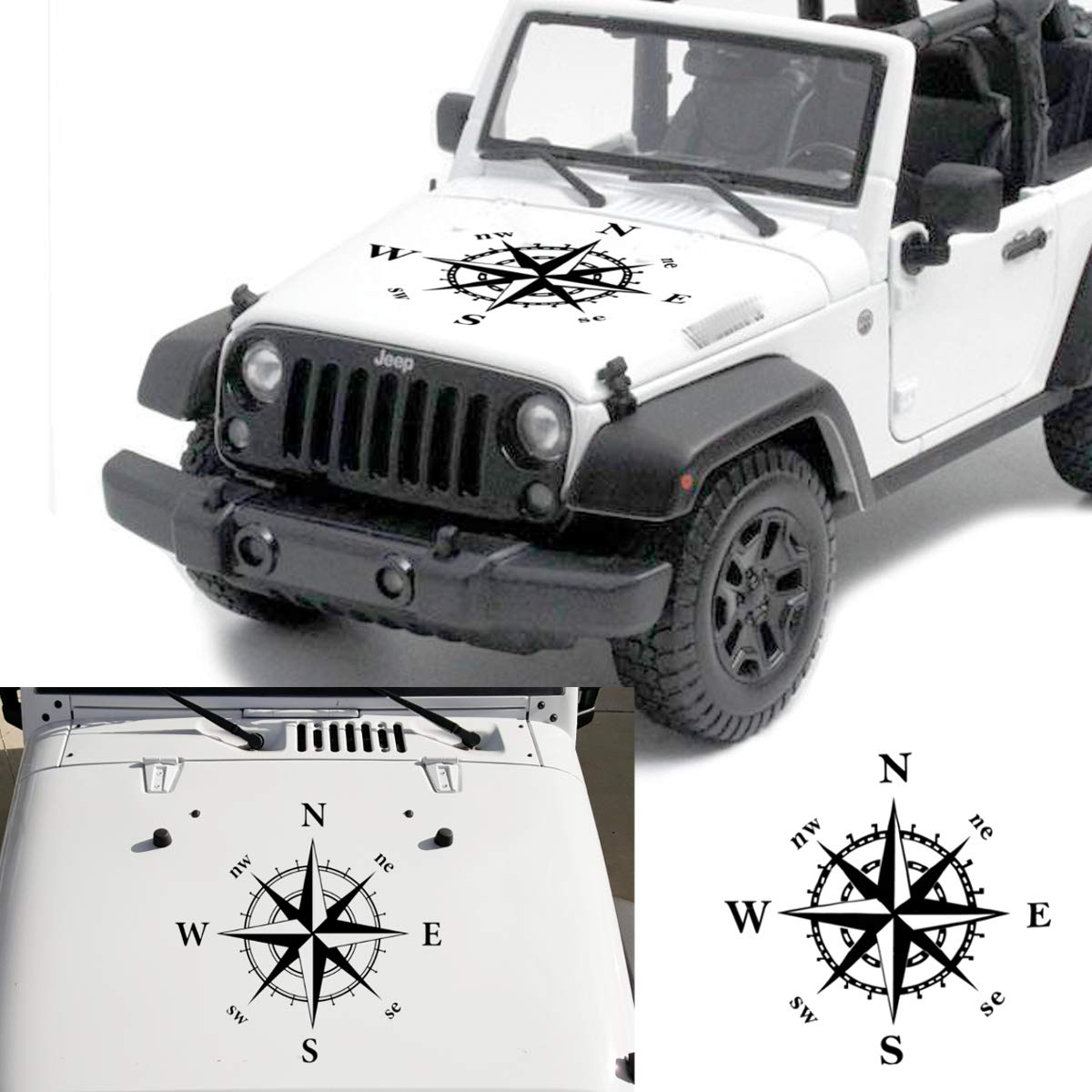MOMOALA 50 x 50 cm Kompass, Modell Auto Abdeckung, Aufkleber aus Vinyl, universell für Jeep für Wrangler Rubicon JK CJ MOMOALA 50 x 50 cm Kompass, Modell Auto Abdeckung, Aufkleber aus Vinyl, universell für Jeep für Wrangler Rubicon JK CJ von MOMOALA
