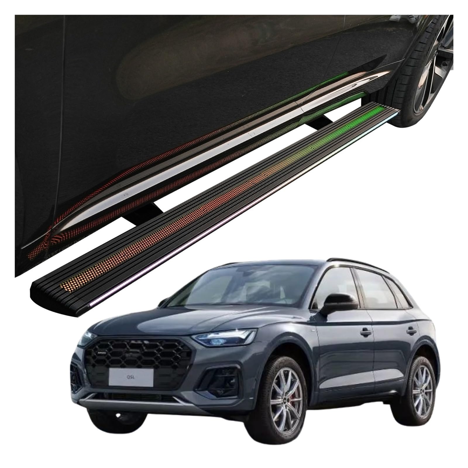 MOMOBP Automatisch einziehbare Trittbretter, kompatibel mit Audi Q5L/Q5 (2013–2025) | Plug-and-Play-Power Steps mit RGB-Nachtlichtern, 271 kg rutschfest | Ohne Bohren und familiensicher von MOMOBP