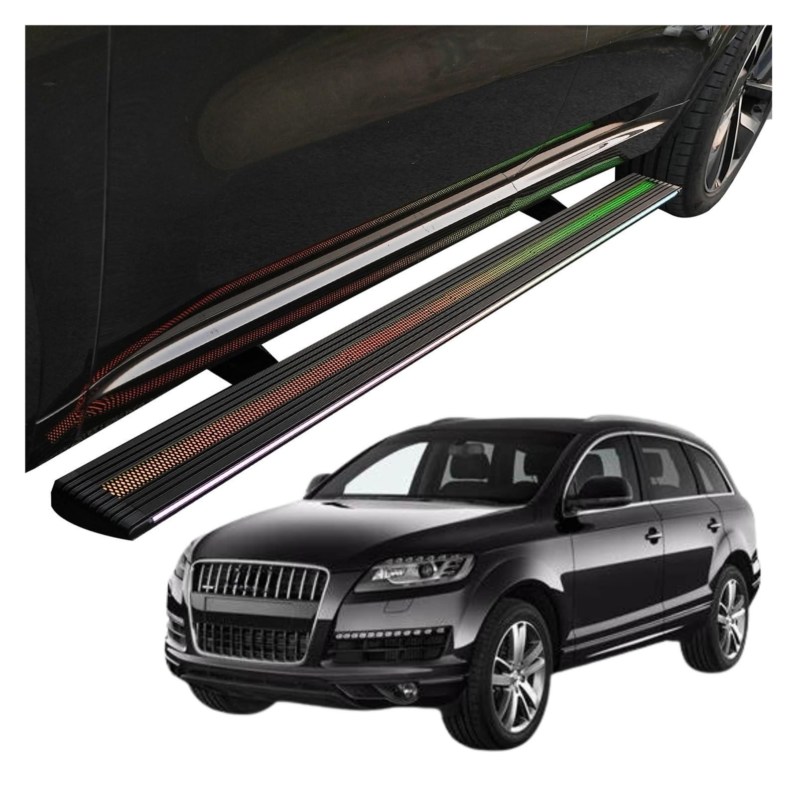 MOMOBP Automatisch einziehbare Trittbretter, kompatibel mit Audi Q7 (2007–2025) | Plug-and-Play-Power Steps mit RGB-Nachtlichtern, 271 kg rutschfest | Ohne Bohren und familiensicher(2007-2015) von MOMOBP