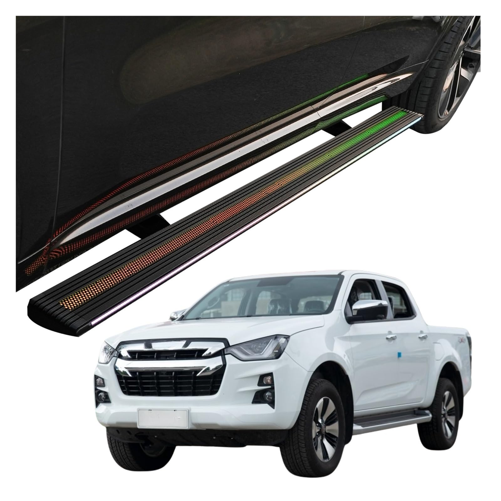 MOMOBP Automatisch einziehbare Trittbretter, kompatibel mit ISUZU D-MAX 2013–2022 | App-gesteuerte LED-Leuchten, Tragkraft 271 kg | Wasserdicht for den Einsatz im Gelände und bei Nacht, Montage ohne B MOMOBP Automatisch einziehbare Trittbretter, kompatibel mit ISUZU D-MAX 2013–2022 | App-gesteuerte LED-Leuchten, Tragkraft 271 kg | Wasserdicht for den Einsatz im Gelände und bei Nacht, Montage ohne B von MOMOBP