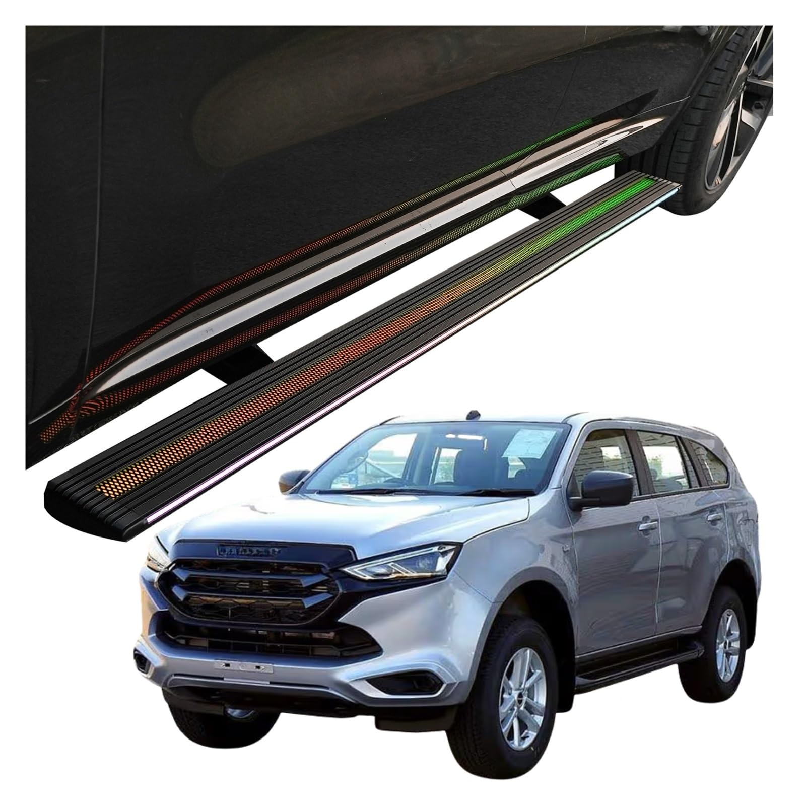 MOMOBP Automatisch einziehbare Trittbretter, kompatibel mit ISUZU MU-X 2019–2022 | App-gesteuerte LED-Leuchten, Tragkraft 271 kg | Wasserdicht for den Einsatz im Gelände und bei Nacht, Montage ohne Bo MOMOBP Automatisch einziehbare Trittbretter, kompatibel mit ISUZU MU-X 2019–2022 | App-gesteuerte LED-Leuchten, Tragkraft 271 kg | Wasserdicht for den Einsatz im Gelände und bei Nacht, Montage ohne Bo von MOMOBP