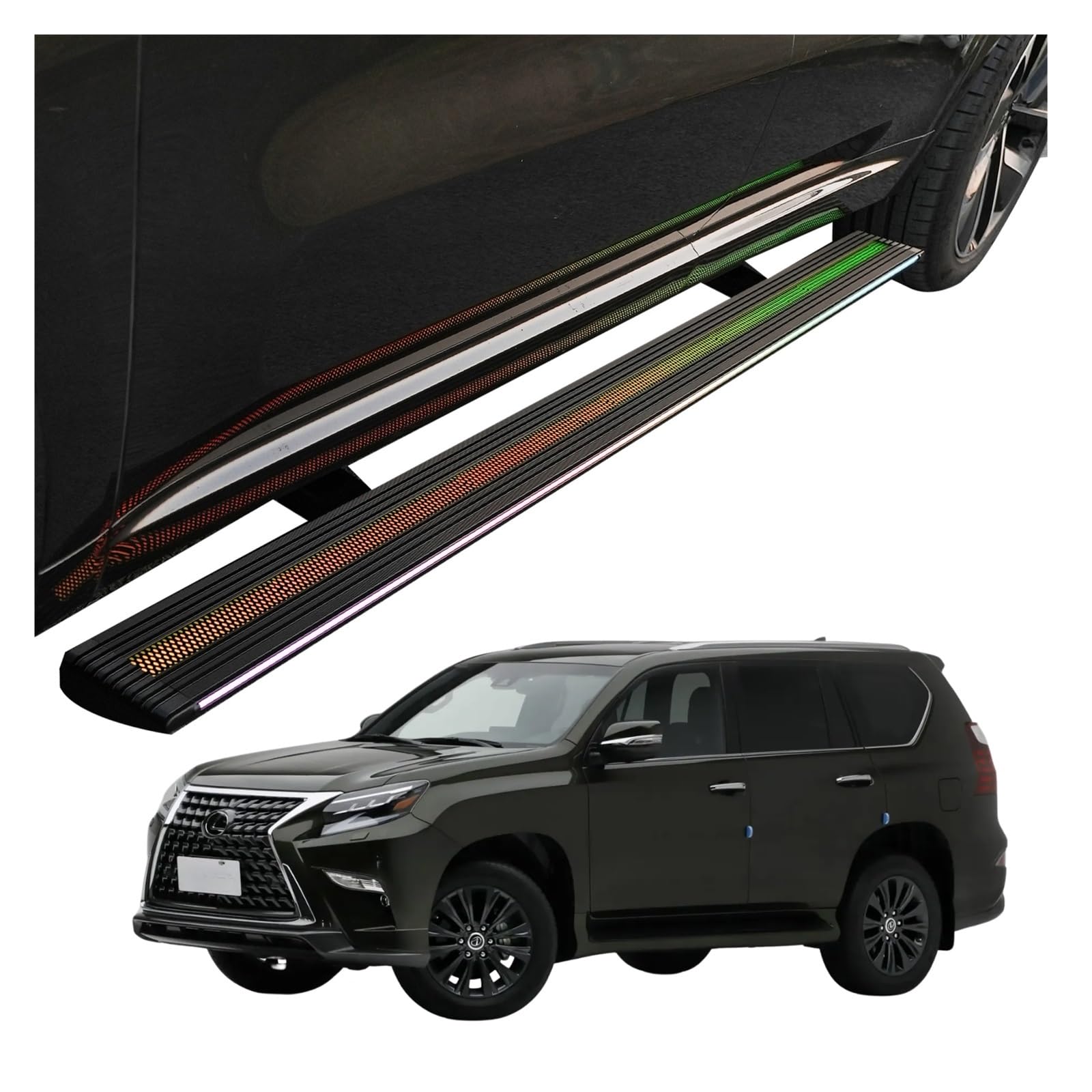 MOMOBP Automatisch einziehbare Trittbretter, kompatibel mit Lexus GX460 2010–2023 | App-gesteuerte LED-Leuchten, Tragkraft 271 kg | Wasserdicht for den Einsatz im Gelände und bei Nacht, Montage ohne B MOMOBP Automatisch einziehbare Trittbretter, kompatibel mit Lexus GX460 2010–2023 | App-gesteuerte LED-Leuchten, Tragkraft 271 kg | Wasserdicht for den Einsatz im Gelände und bei Nacht, Montage ohne B von MOMOBP