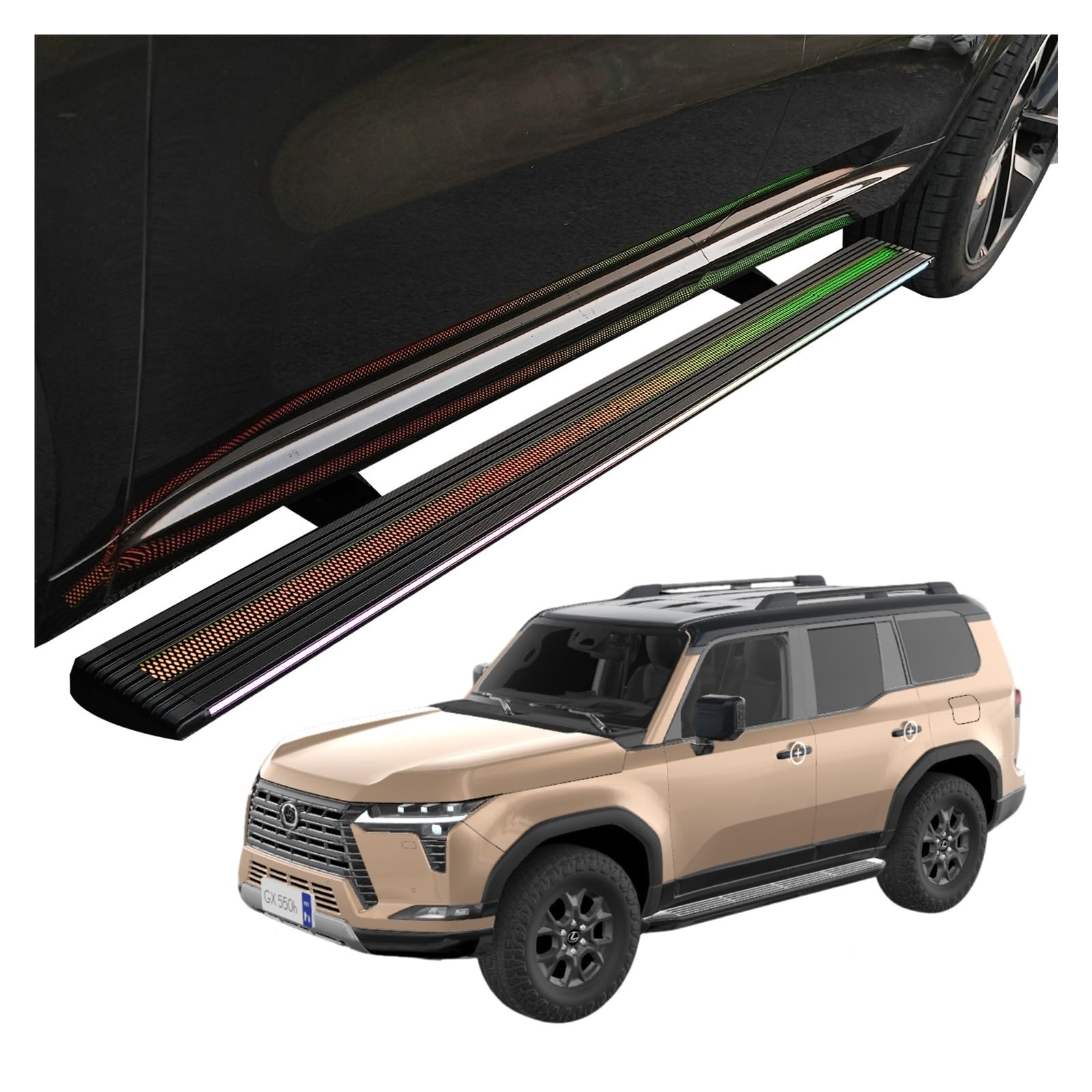 MOMOBP Automatisch einziehbare Trittbretter, kompatibel mit Lexus GX550h/550 2024–2025 | App-gesteuerte LED-Leuchten, Tragkraft 271 kg | Wasserdicht for den Einsatz im Gelände/bei Nacht, Montage ohne MOMOBP Automatisch einziehbare Trittbretter, kompatibel mit Lexus GX550h/550 2024–2025 | App-gesteuerte LED-Leuchten, Tragkraft 271 kg | Wasserdicht for den Einsatz im Gelände/bei Nacht, Montage ohne von MOMOBP