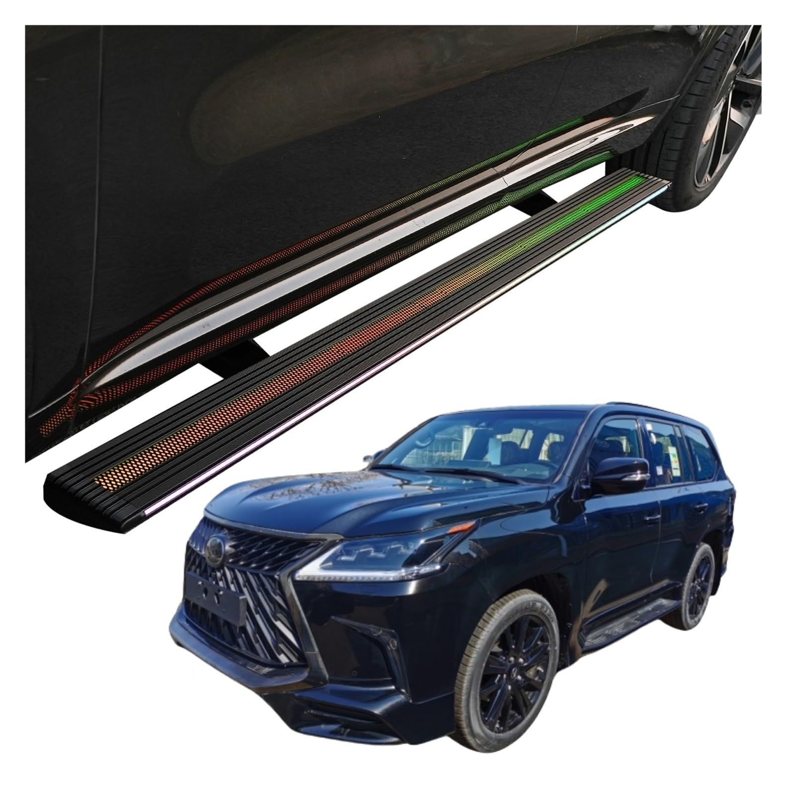 MOMOBP Automatisch einziehbare Trittbretter, kompatibel mit Lexus LX570 2008–2022 | App-gesteuerte LED-Leuchten, Tragkraft 271 kg | Wasserdicht for den Einsatz im Gelände und bei Nacht, Montage ohne B MOMOBP Automatisch einziehbare Trittbretter, kompatibel mit Lexus LX570 2008–2022 | App-gesteuerte LED-Leuchten, Tragkraft 271 kg | Wasserdicht for den Einsatz im Gelände und bei Nacht, Montage ohne B von MOMOBP